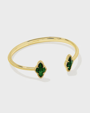 Kendra Scott Abbie Gold Pave Frame Green Illusion Cuff Bracelet