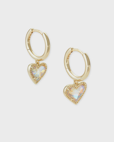 Kendra Scott Ari Gold Heart  Dichroic GlassHuggie  Earring