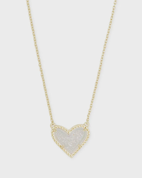 Kendra Scott Ari Heart Iridescent Drusy Gold Neckace