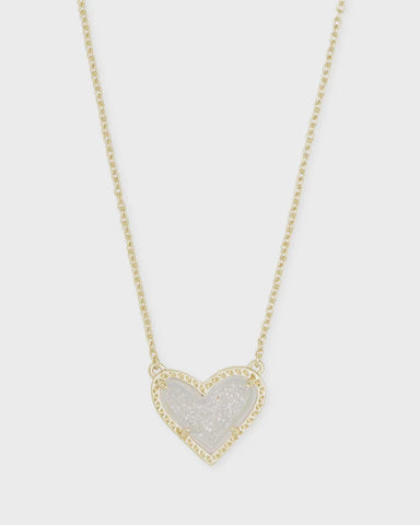 Kendra Scott Ari Heart Iridescent Drusy Gold Neckace