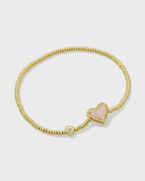 Kendra Scott Ari Heart Rose Quartz Streatch Bracelet