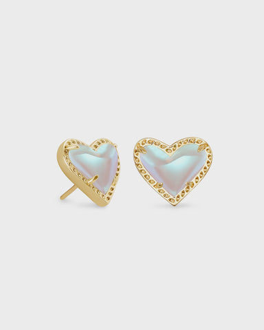 Kendra Scott Ari Heart Gold Dichroic Glass Stud Earrings