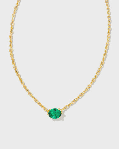 Kendra Scott Cailin Green Crystal Gold Necklace