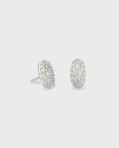 Kendra Scott Grayson Rhodium White Crystal Stud Earrings