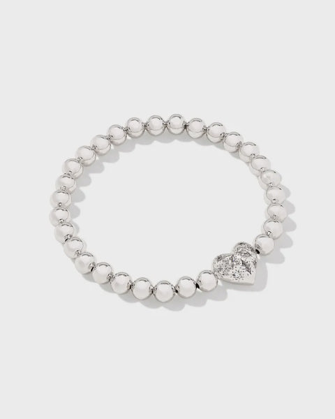 Kendra Scott Holland Heart White Crystal Silver Bracelet