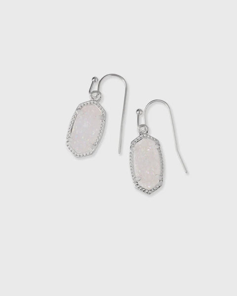 Kendra Scott Lee Rhodium Iridescent Drusy Drop Earrings