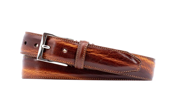 Martin Dingman Perry Shrunken Italian Saddle Leather Belt / Chestnut