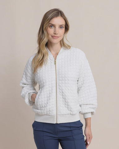 Southern Tide Women's Sutton Quilted Heather Jacket/ Heather Star White