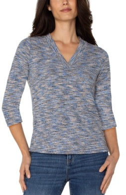 Liverpool Women's 3/4 Sleeve V-Neck Knit Tee Shirt