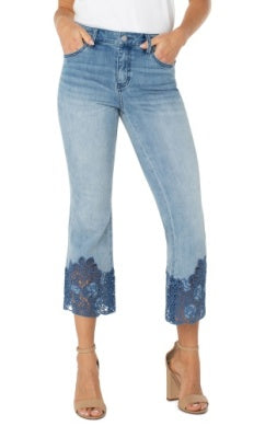 Liverpool Hannah Crop Flare Jeans / Indigo Crochet