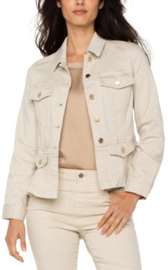 Liverpool Peplum Jacket / Cappuccino Stripe