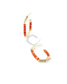 Kendra Scott Sylvia Orange Banded Agate Hoop Earrings