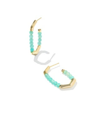 Kendra Scott Sylvia Teal Amazonite Hoop Earrings