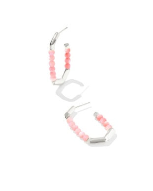 Kendra Scott Sylvia Silver Pink Chalcedony Hoop Earrings