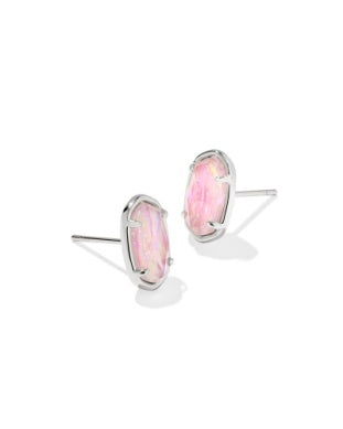 Kendra Scott Grayson Silver Pink Iridescent Mother of Pearl Stud Earrings