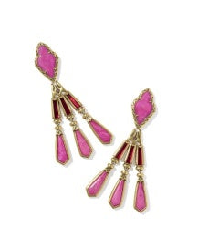 Kendra Scott Adeline Statement Vintage Gold Pink Mix Earrings