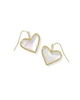 Kendra Scott Ari Heart Gold Ivory Mother of Pearl Statement Drop Earrings
