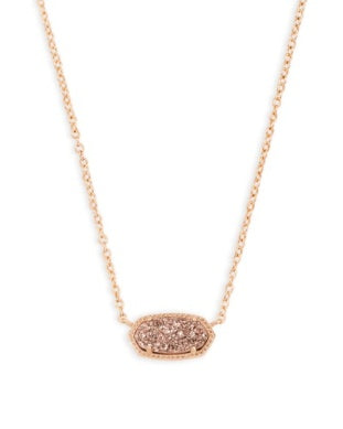 Kendra Scott Elisa Gold Short Rose Gold Drusy Pendant Necklace