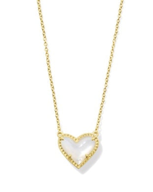 Kendra Scott Ari Heart Gold Ivory Mother of Pearl Short Pendant Necklace