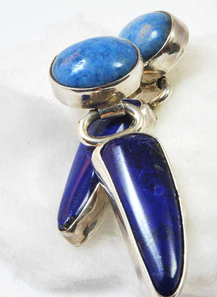Native American Sterling Lapis and Denim Lapis Earrings