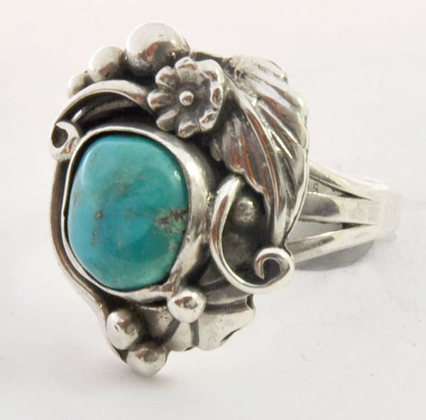 Native American Handmade Sterling Silver & Turquoise Ring