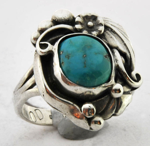 Native American Handmade Sterling Silver & Turquoise Ring