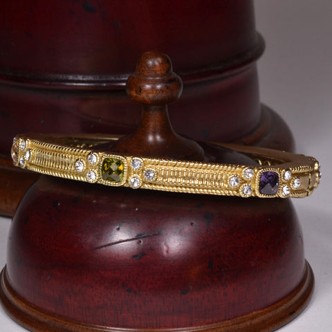 Sleek Bangle with Colored Stones