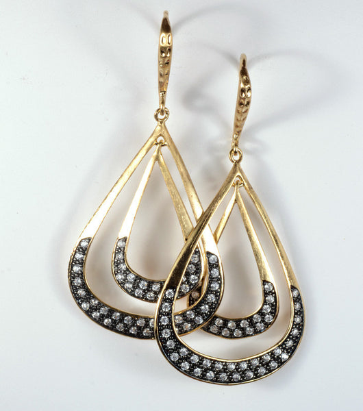 Double Tear Drop Dangle Earrings