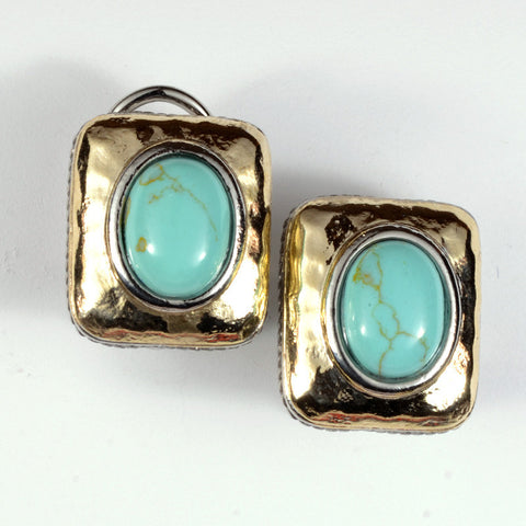 Turquoise Omega Back Earrings