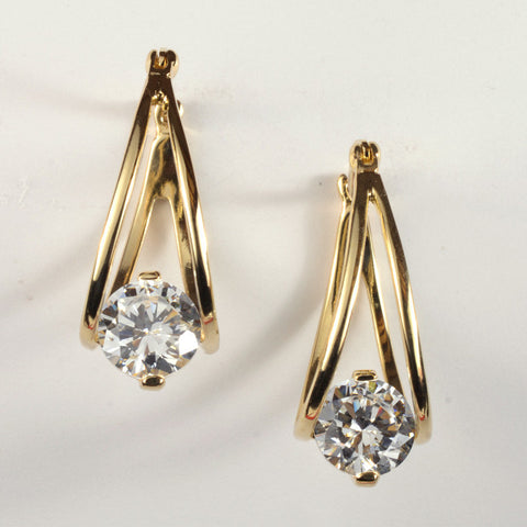 Split Hoop Goldtone with a Swarovski Crystal Earrings