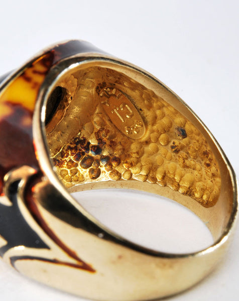 Onyx and Black Enamel Ring