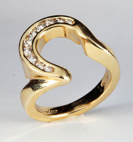 Diamond Swirl Horseshoe Ring