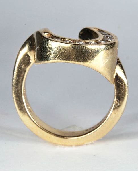 Diamond Swirl Horseshoe Ring