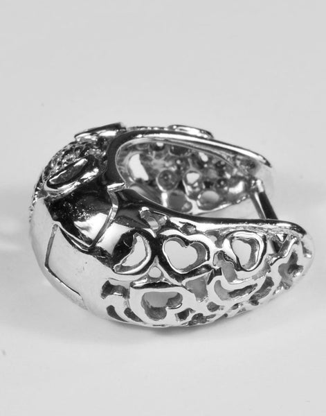 Diamond Drop Hoop Filigree Earrings