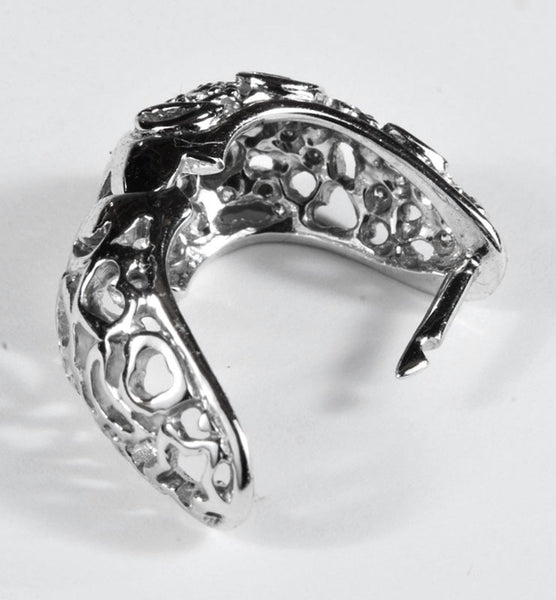 Diamond Drop Hoop Filigree Earrings