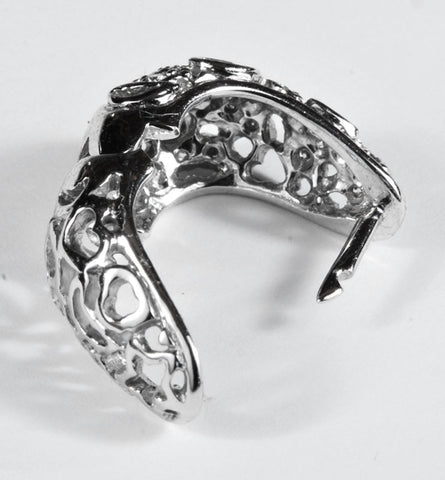 Diamond Drop Hoop Filigree Earrings