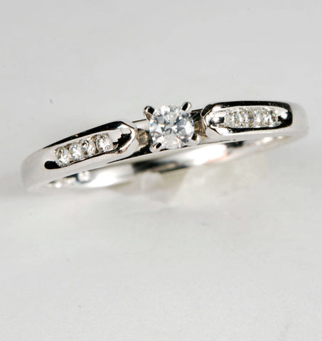 Classic Diamond Ring, 14 Karat White Gold