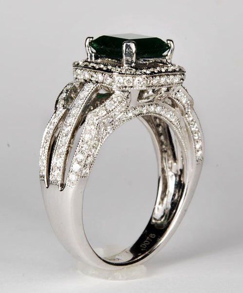 Estate 1.38ct Emerald & Diamond Ring