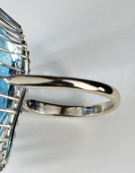 Teardrop Aquamarine & Diamond Ring