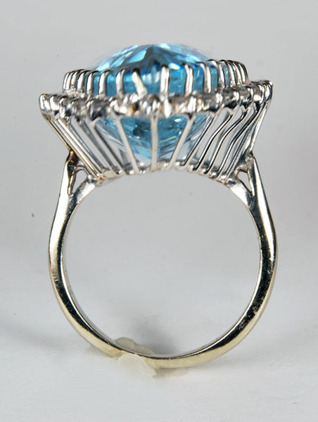 Teardrop Aquamarine & Diamond Ring