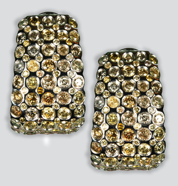 Estate Diamond Half Hoop Omega Back Earrings