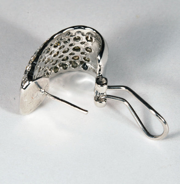 Estate Diamond Half Hoop Omega Back Earrings