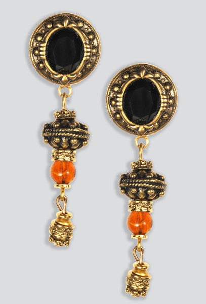 Handmade Onyx & Amber Earrings