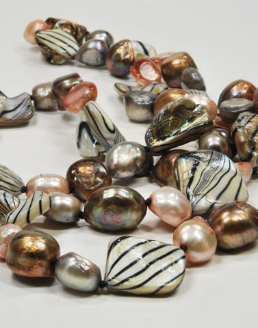 Freshwater Multi-Color Baroque Pearl Necklace, 32'