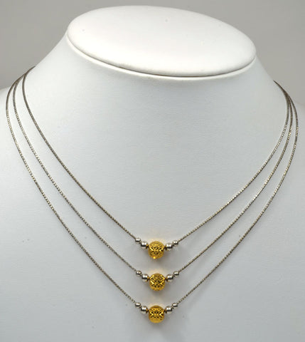 Officina Bernardi Silver & Yellow Pave Ball Drop Necklace