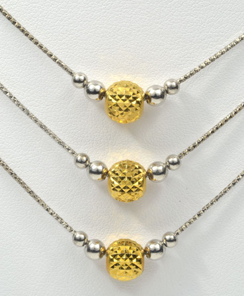 Officina Bernardi Silver & Yellow Pave Ball Drop Necklace