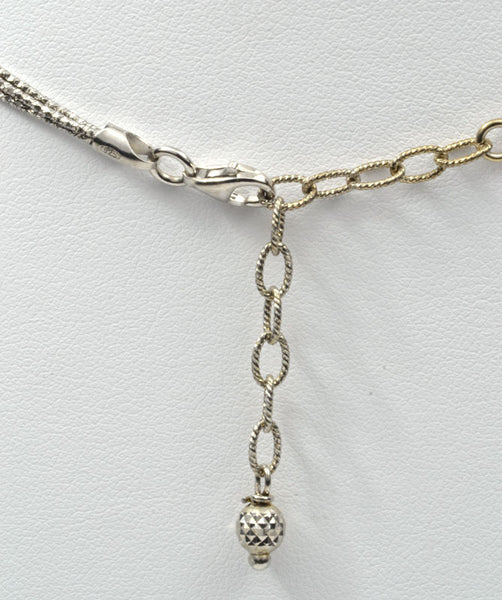 Officina Bernardi Silver & Yellow Pave Ball Drop Necklace