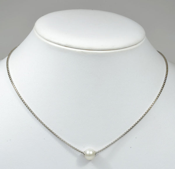 Suspended White Freshwater Pearl Necklace