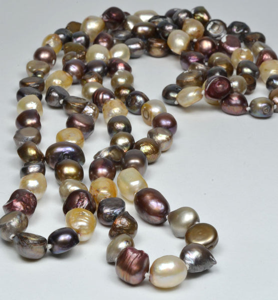 Freshwater Multi Color Baroque Pearl Necklace, 10-11mm