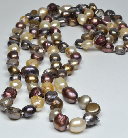 Freshwater Multi Color Baroque Pearl Necklace, 10-11mm